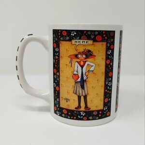 Mary Engelbreit Heart "HERE" School Girl Three Panel Coffee Mug